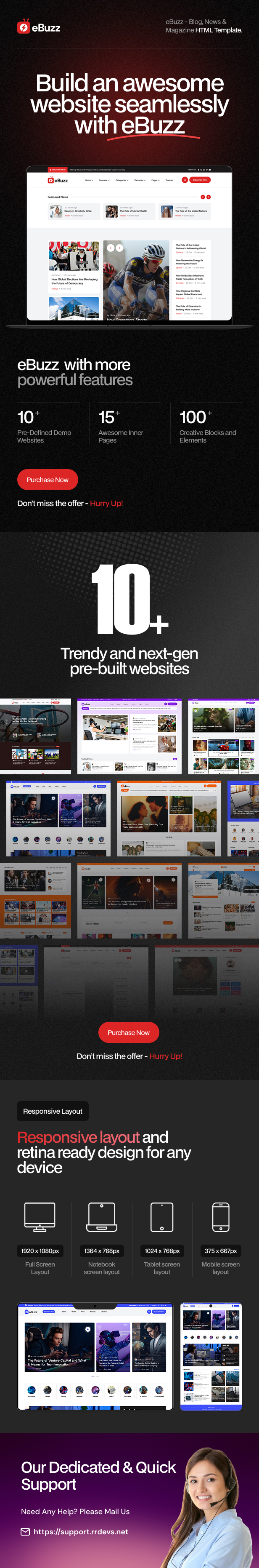 eBuzz - Blog, News & Magazine HTML Template